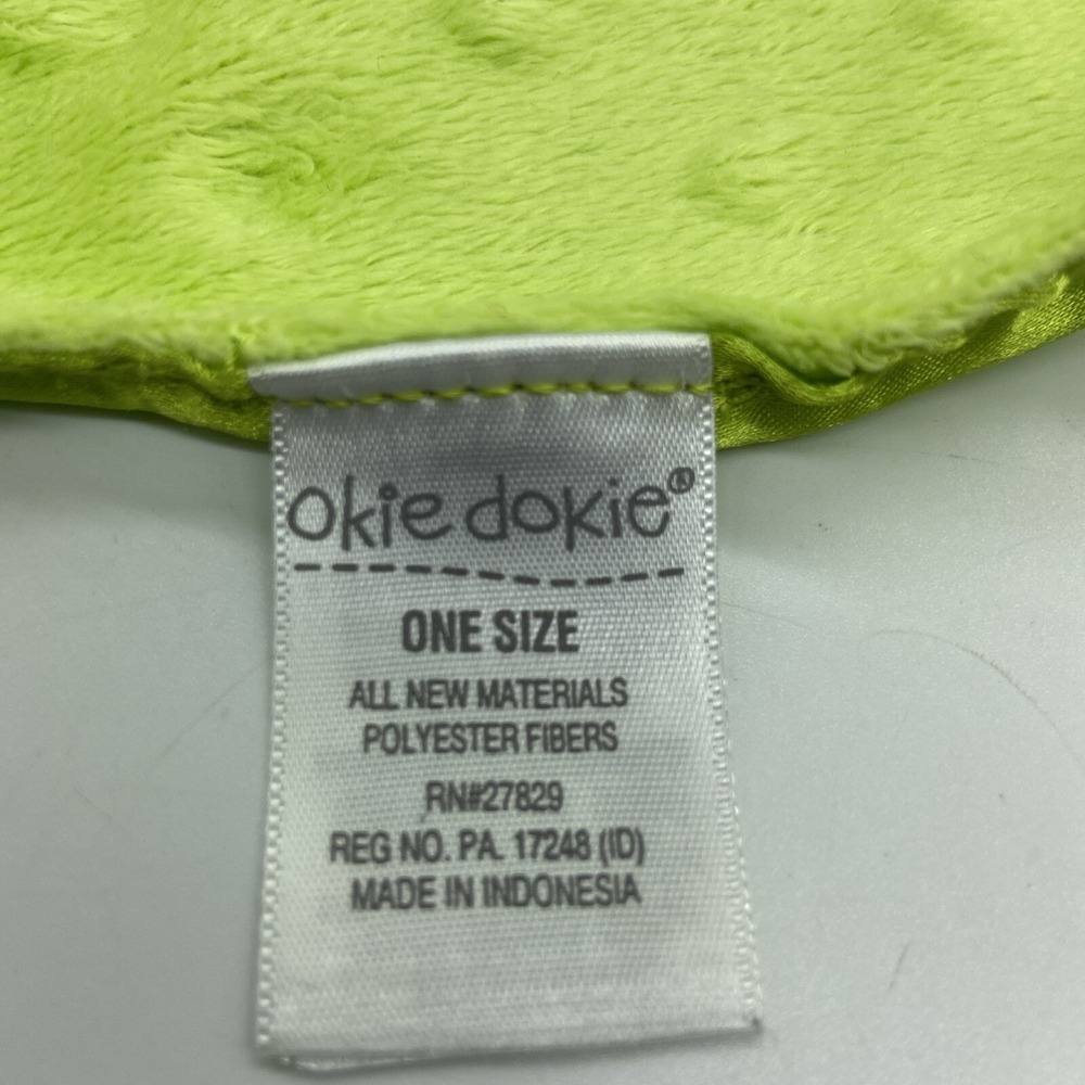 Okie Dokie Monkey Lovey Lime Green Minky Dot Satin Plush Snuggler - Picture 5 of 9